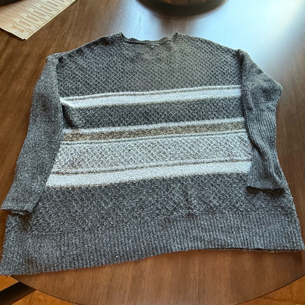 Gray and White Striped tunic Sweater